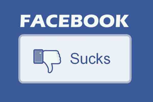 The text "Facebook Sucks" with a thumbs-down graphic. [Formatted]