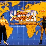 Original arcade marquee for Super Street Fighter II.